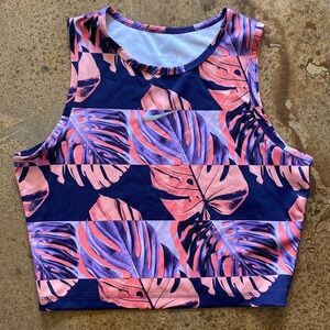 Nike pink and purple‎ Tropical cropped Runway running workout Dri-fit tank top